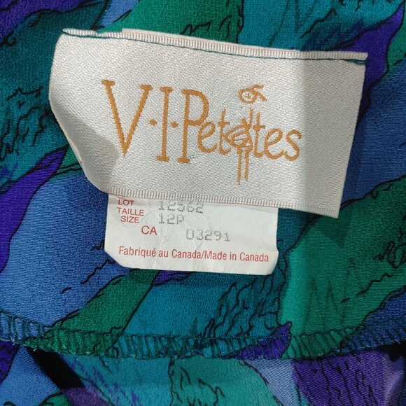 VIPetites Short Dress Size 12P with Belt Purple Blue Green Good Condition - Picture 2 of 3